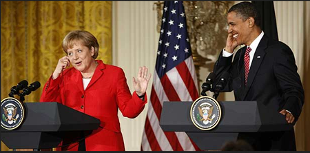 El presidente de EE.UU., Barack Obama, y la canciller de Alemania, Angela Merkel, iniciaron ayer su reunión en la Casa Blanca