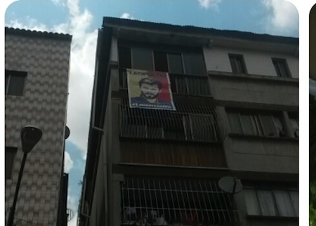 Habitantes del edificio decidieron no quitar la pancarta en apoyo a Leopoldo López.