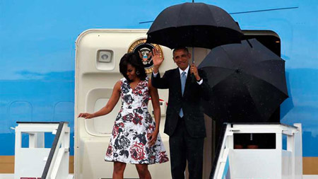 El presidente norteamericano a su llegada a Cuba