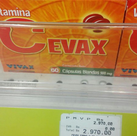 Una de vitaminas caja ronda los Bs 2.900