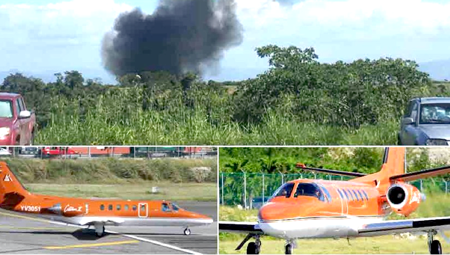 El avión ejecutivo siglas YV-3051 quedó calcinado al traspasar la cabecera de la pista