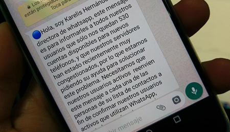 El portal Computer Hoy recuerda que el auténtico director de WhatsApp es Jan Koum, quien nunca se comunicaría con los usuarios de tal modo: en su lugar, lo haría a través de un comunicado oficial